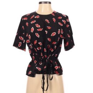 MARKUS LUPFER | Lips Blouse Short Sleeve Black Red